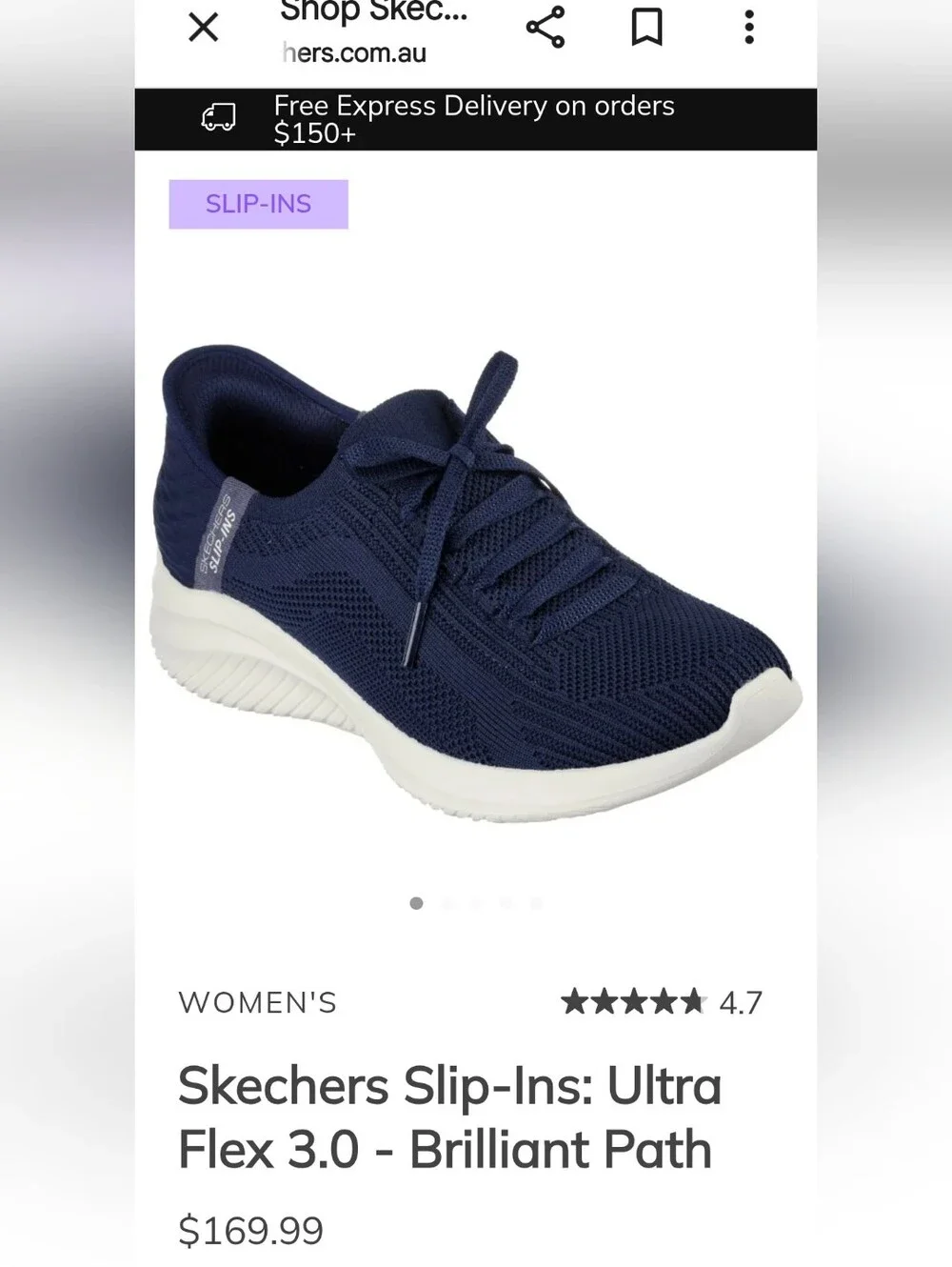 Skechers Women's Navy Stretch-Fit 8.5 Ultra Flex Wide Air Cooled Safe Comfort